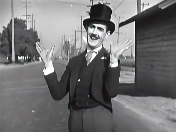 Charley Chase on location in Culver City, California from his 1928 movie Limousine Love.