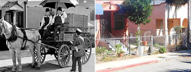 A scene from the Laurel and Hardy movie The Music Box.