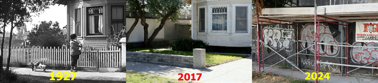 3563 Motor Avenue in Los Angeles and the apartment building that is replacing it