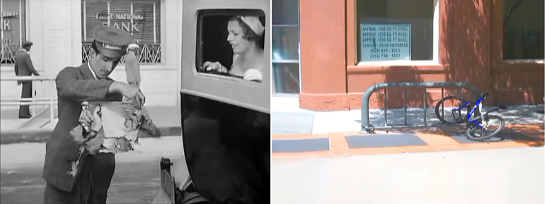 Filming location on the corner of Van Buren Place and Washington Blvd in Culver City 1933 vs Now